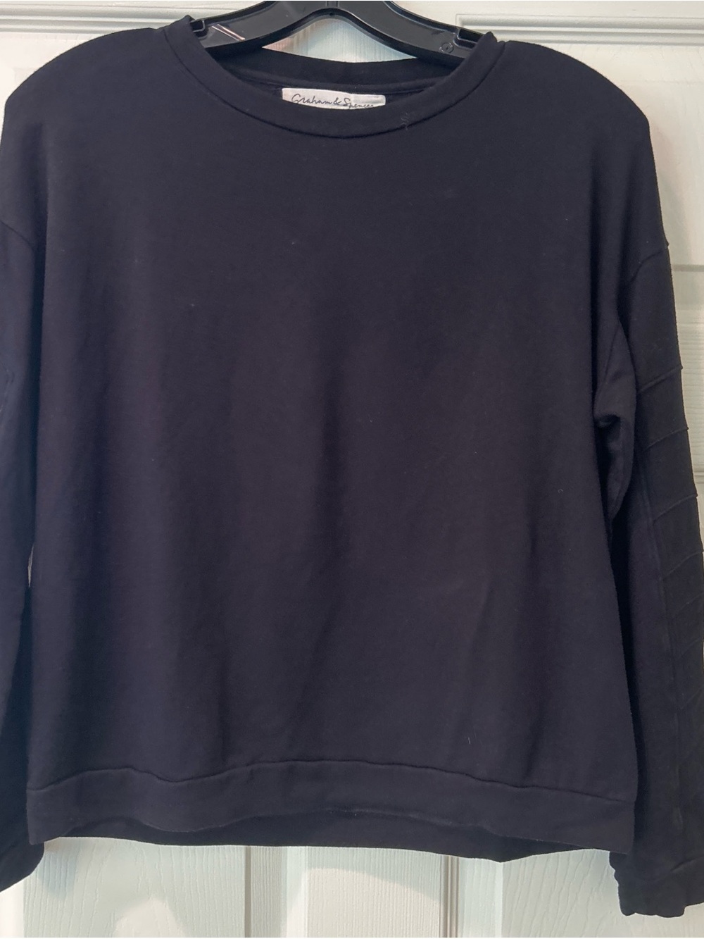 Graham & Spencer Black Crewneck with Design Detain on Arm Sweatshirt